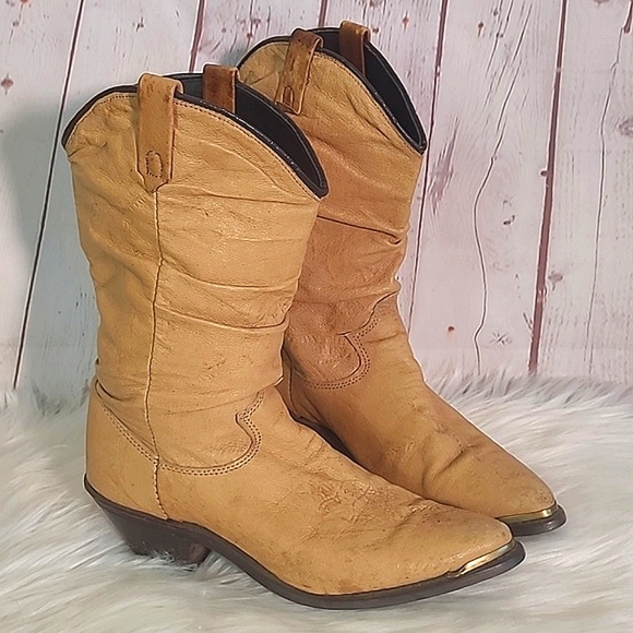 Dingo Sand Beige Faux Leather Midcalf Point Toe Western Cowboy Boots Womens 5.5 - Picture 16 of 17